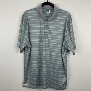 Ben Hogan Grey Striped Athletic Golf Sport Polo